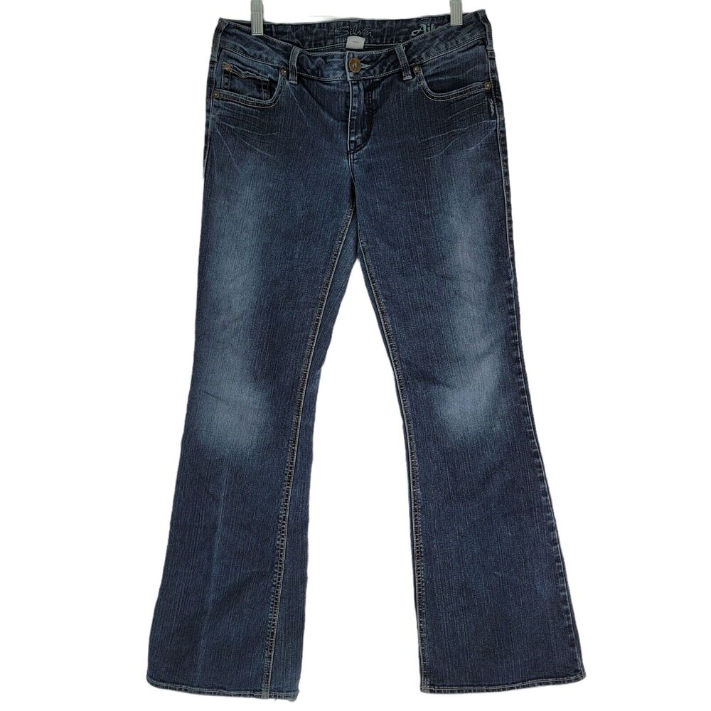Silver Jeans Womens 32x31.5  Aiko Bootcut Flare Stretch Distressed Destroyed‎